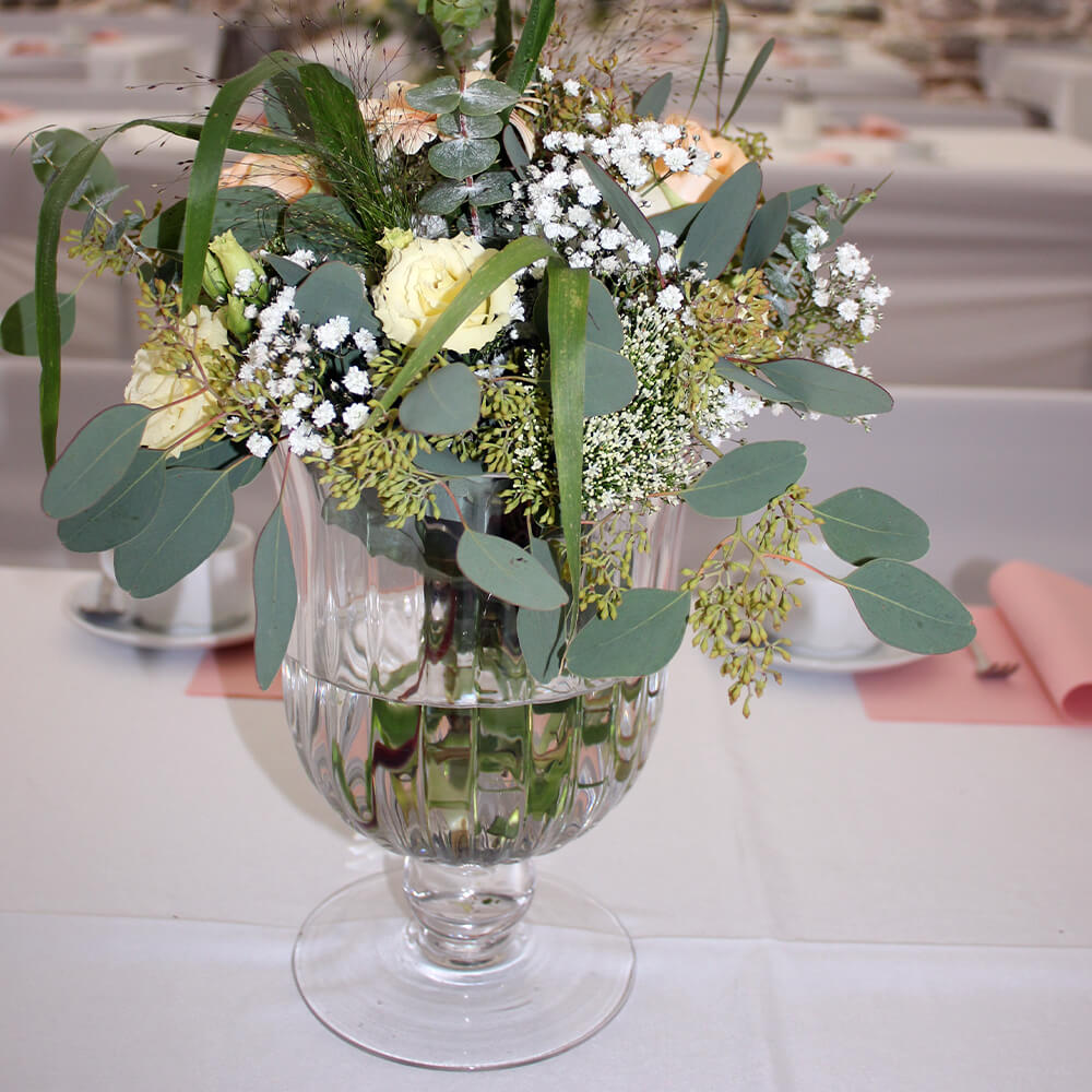 GV-V-004 Glasvase Vintage gerippt mit Fuß