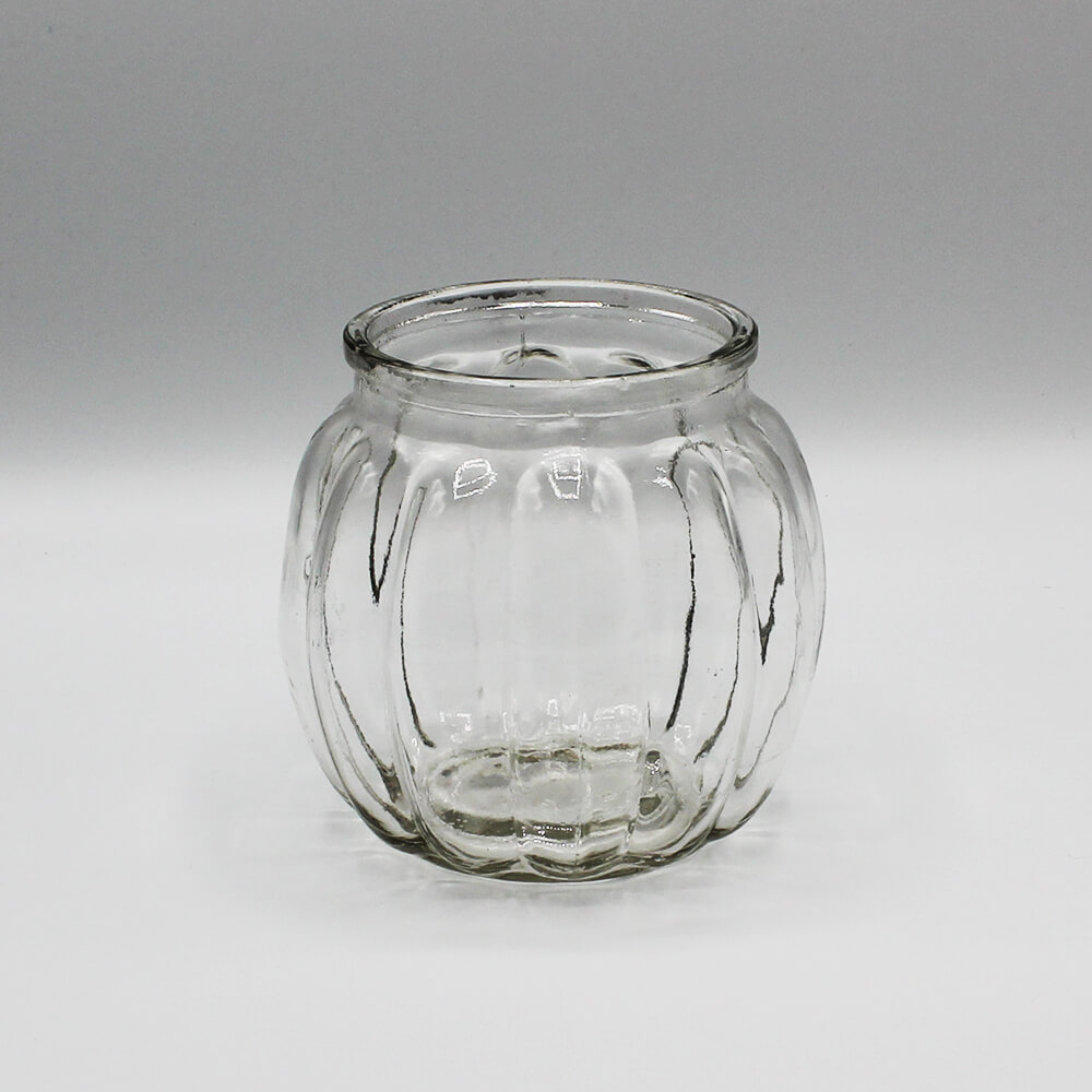 GV-V-005 Vintage Glasvase rund gerippt