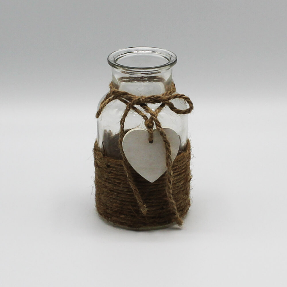 GV-VJ-1 Vintage Glasvase mit Jute