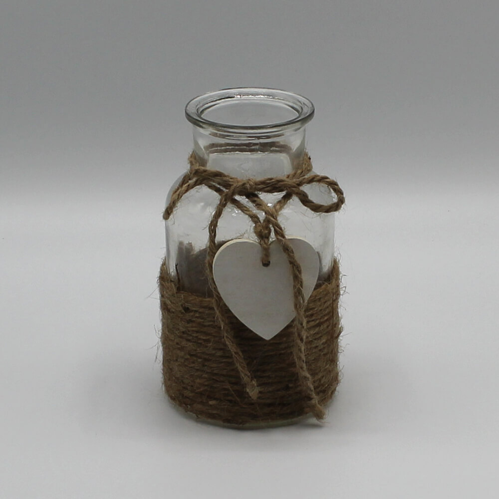 GV-VJ-1 Vintage Glasvase mit Jute