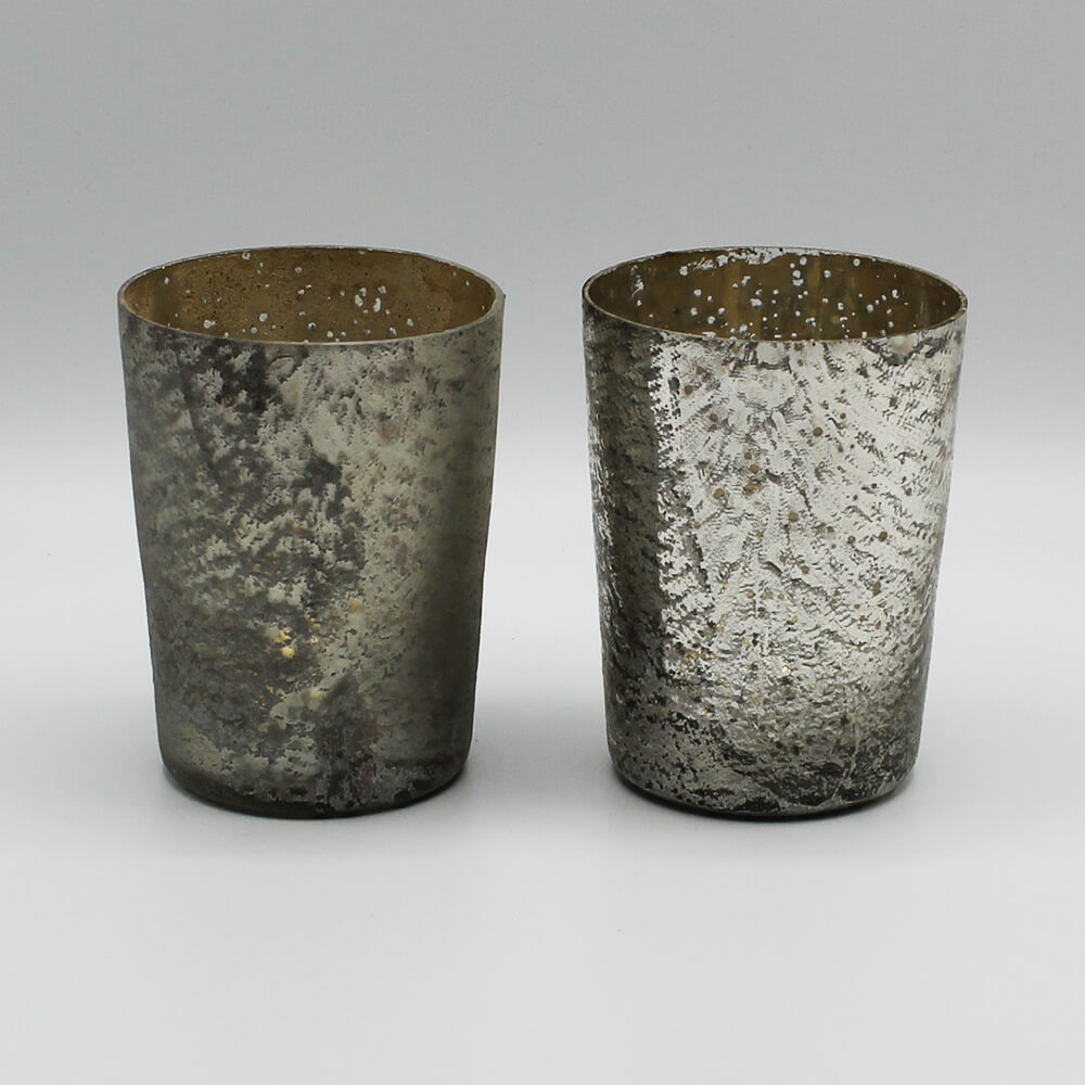 WG-BE-002 - 004 Glasvase Becher silber matt oder glänzend