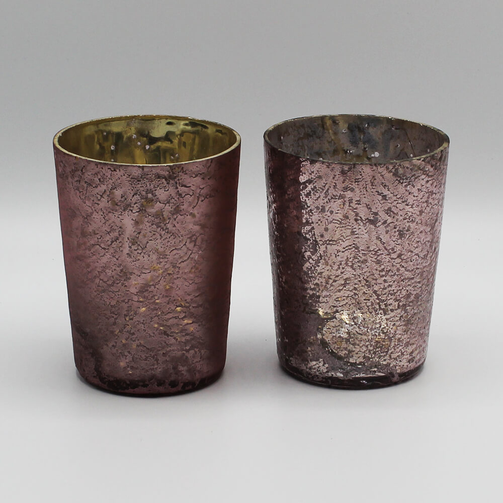 WG-BE-005 - 006 Glasvase Becher rose matt und glänzend