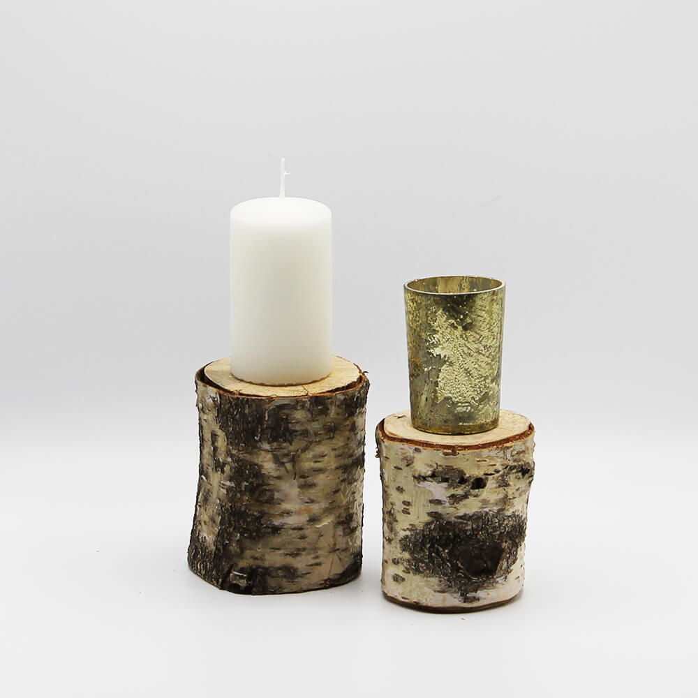 TH-B-001 und 002 Teelicht- & Kerzenhalter aus Holz