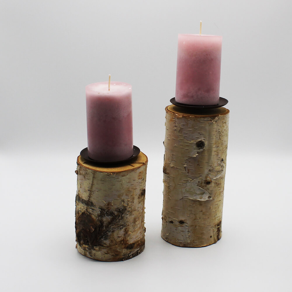 KH-B-001 und 002 Birken Kerzenhalter