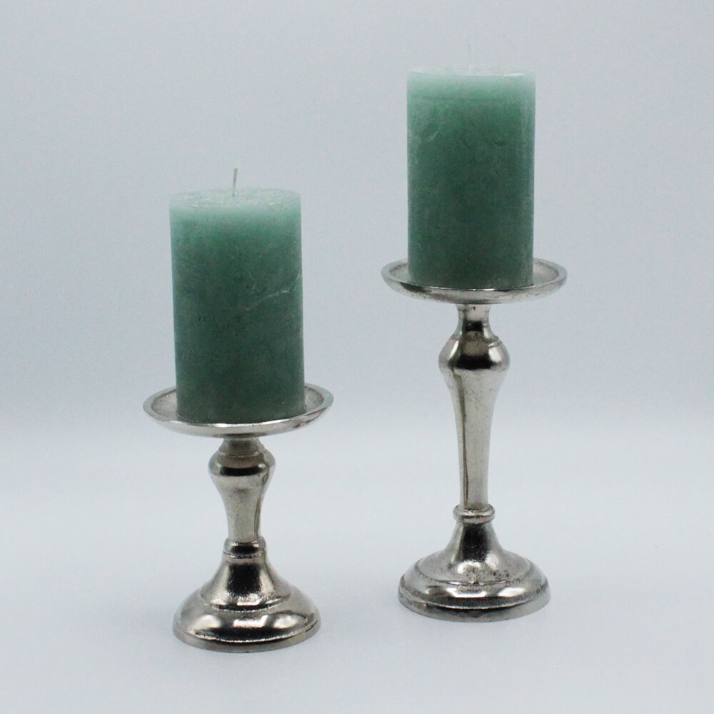 KS-A-001 und 002 Kerzenständer Silber Alu Serie Flori