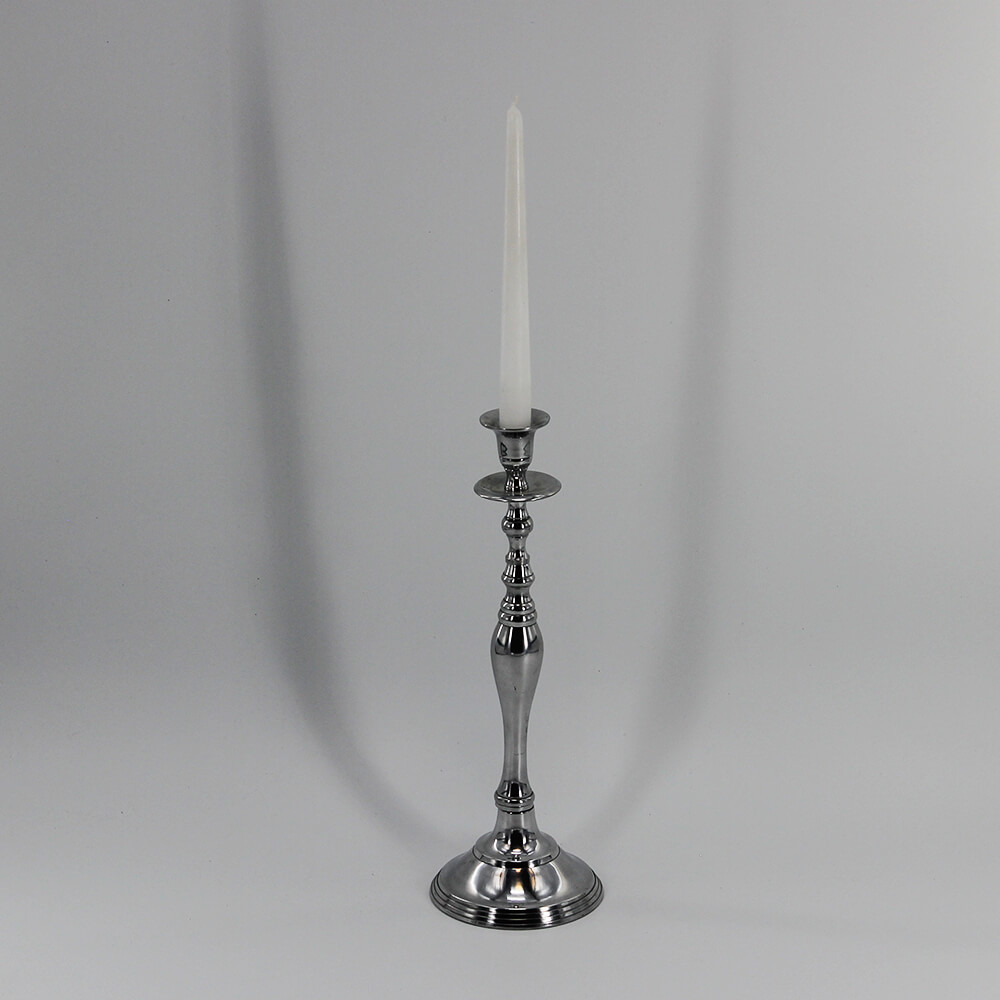 KS-S-003 Metall - Kerzenständer silber für Stabkerzen 1-armig