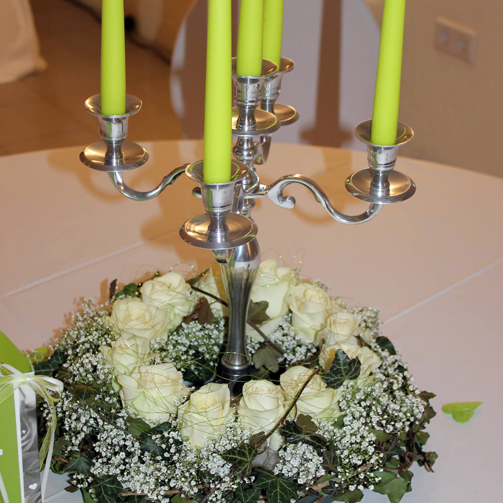 KS-S-001 Metall - Kerzenständer silber für Stabkerzen 5-armig