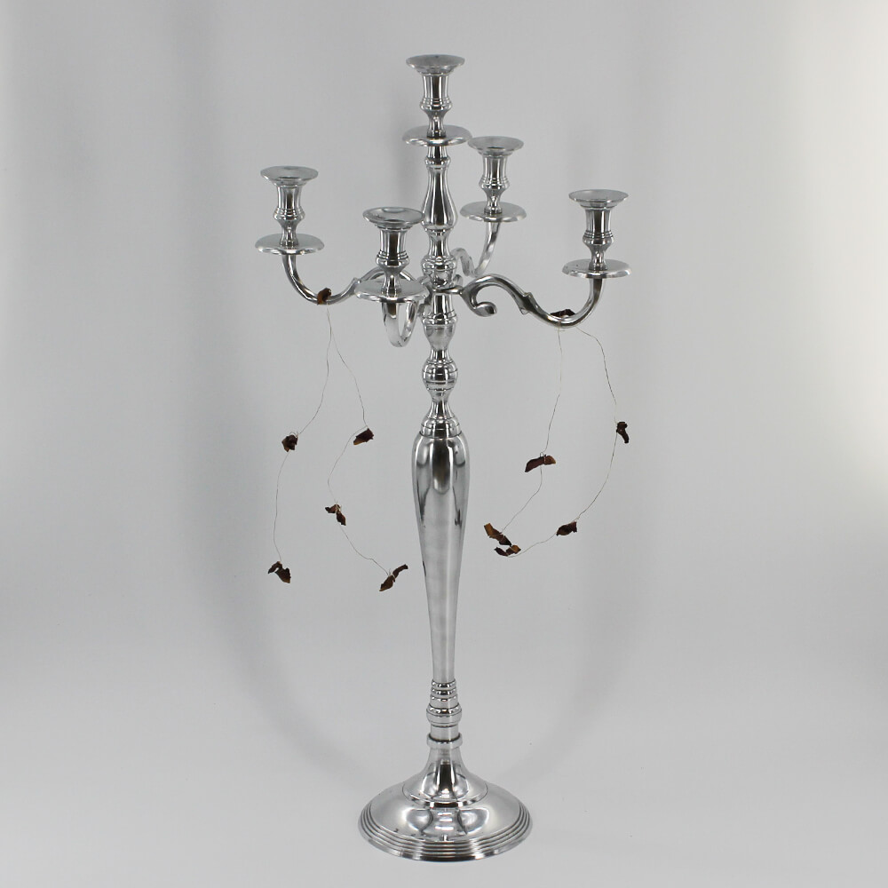 KS-S-004 Kerzenständer silber für Stabkerzen 5-armig