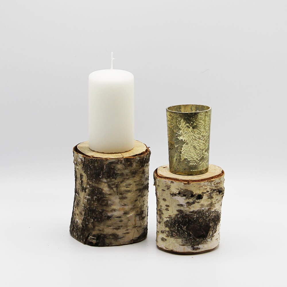TH-B-001 und 002 Teelicht- & Kerzenhalter aus Holz