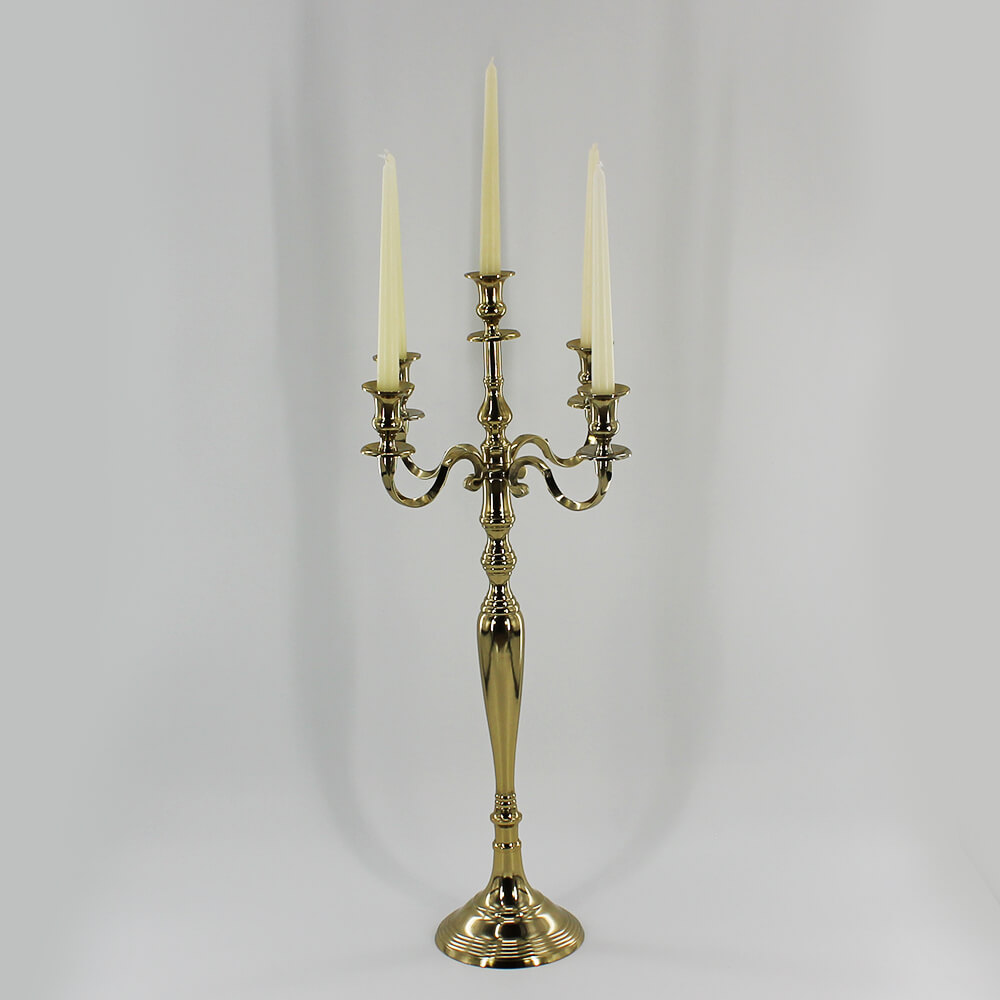 KS-G-001 Metallkerzenständer für Stabkerzen in Gold 5-armig