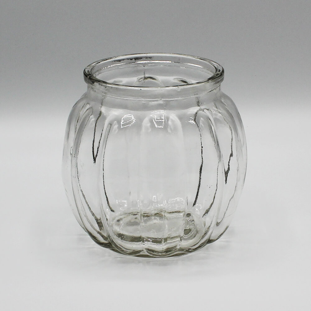 GV-V-005 Vintage Glasvasen gerippt rund