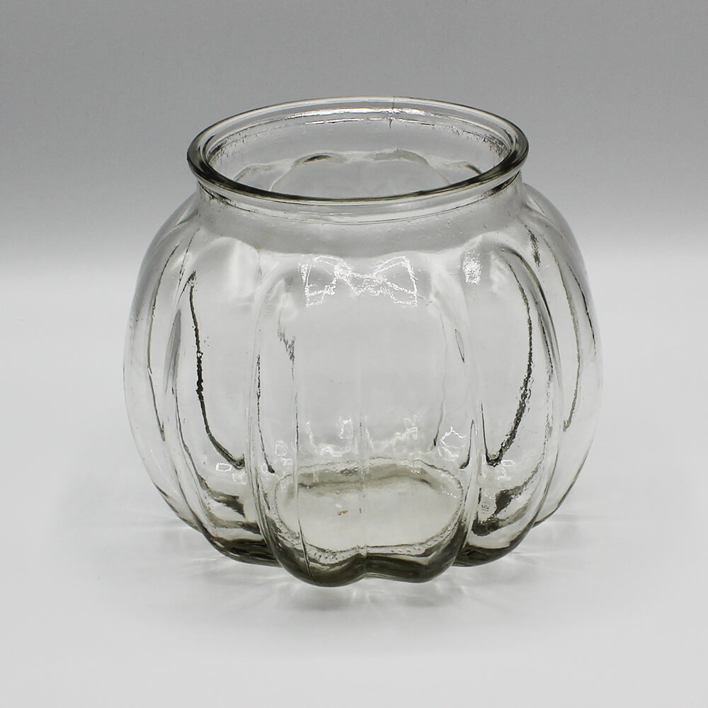 GV-V-006 Vintage Glasvasen gerippt rund