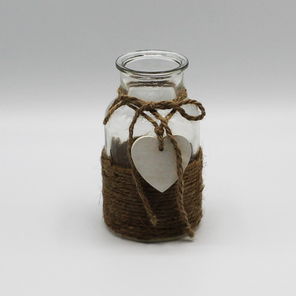 GV-VJ-1 Vintage Glasvase mit Jute