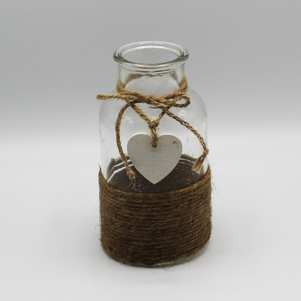 GV-VJ-2 Vintage Glasvase mit Jute