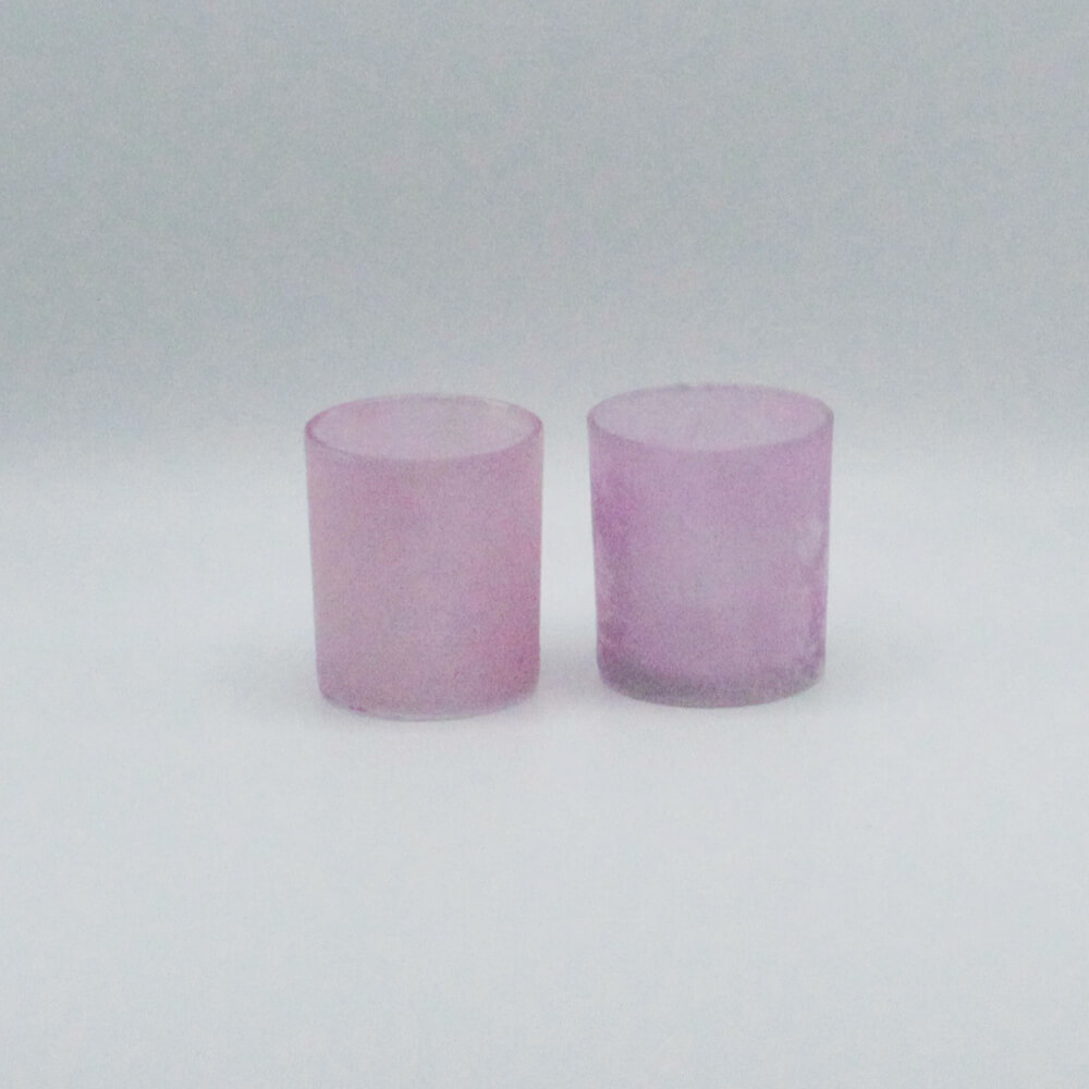 WB-008 Teelichtglas Rosa gefrostet