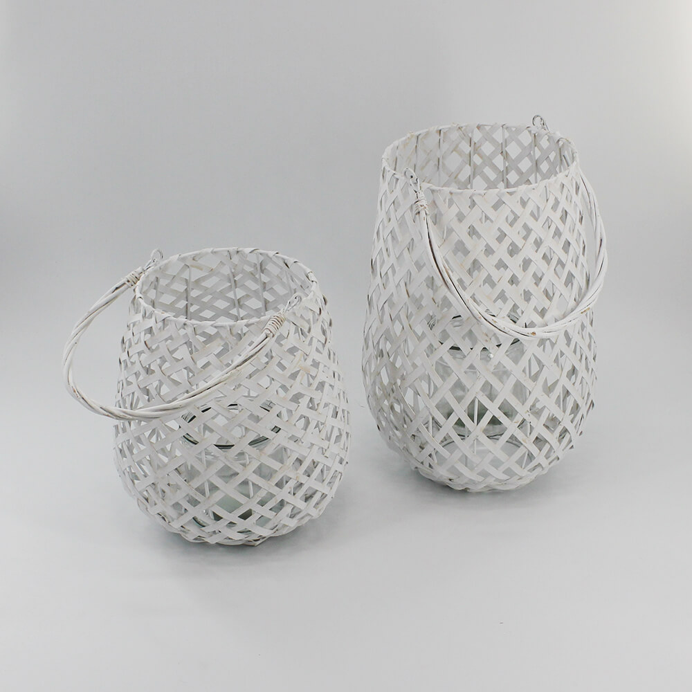 WLK-001 und WLK-002 Windlichtglas Laterne mit Glaseinsatz weiß