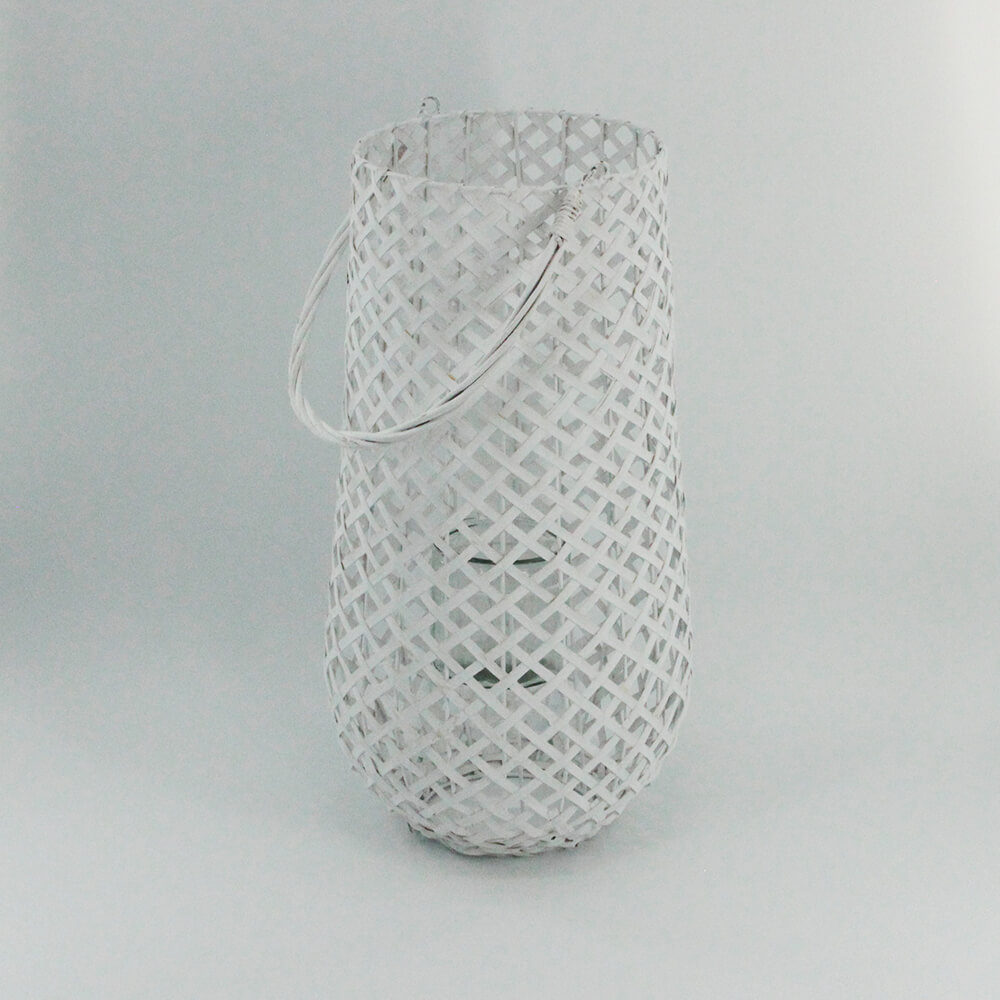 WLK-003 Windlichtglas Laterne mit Glaseinsatz weiß