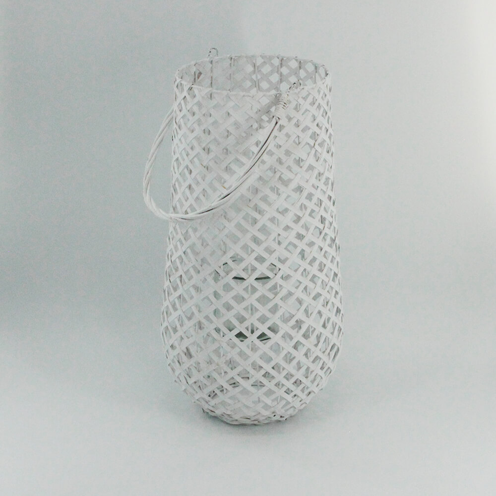 WLK-003 Windlichtglas Laterne mit Glaseinsatz weiß
