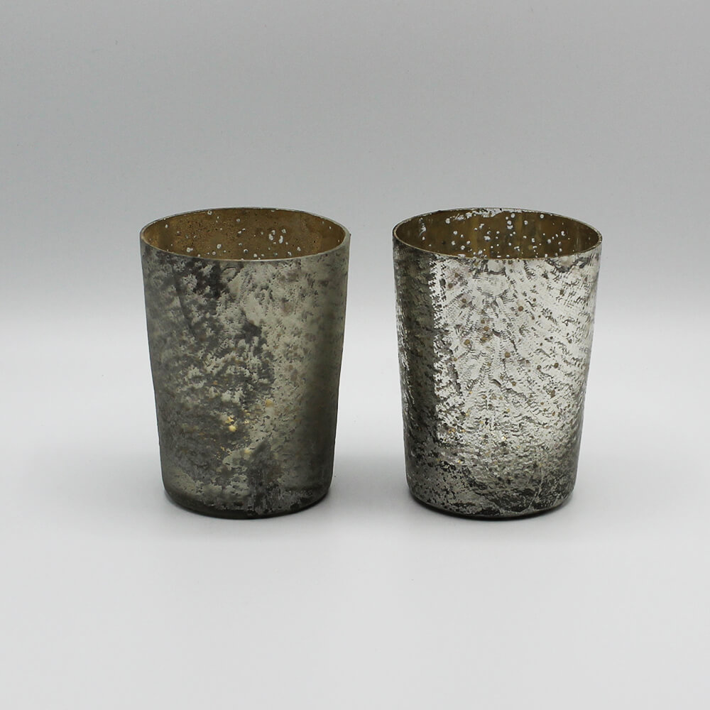 WG-BE-002 und 004 Teelichglas Bauernsilber in matt / glänzend