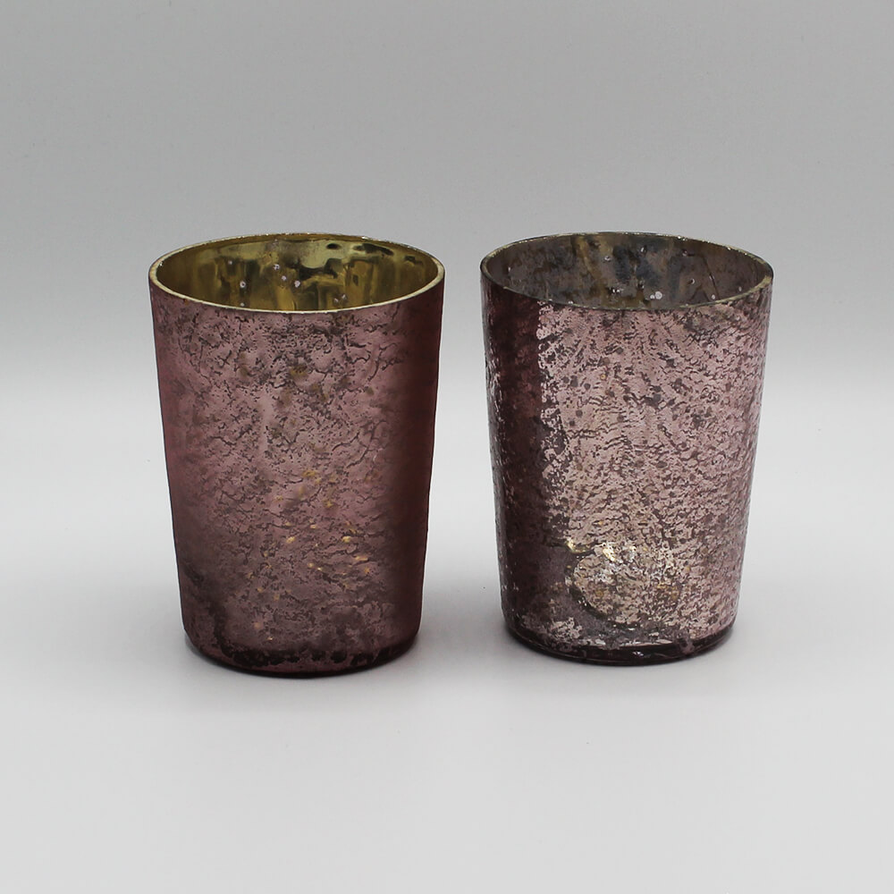 WG-BE-005 und 006 Teelichglas Bauernsilber rose in matt / glänzend