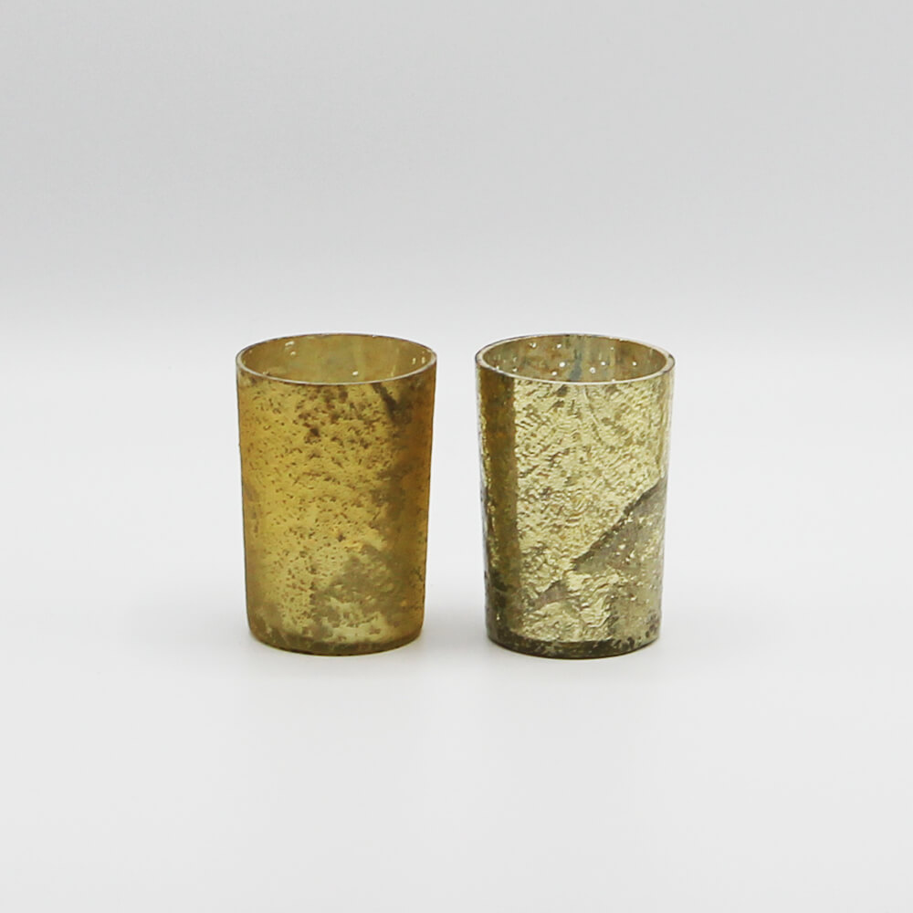 WB-matt-001 und WB-glänzend-002 Teelichtglas Bauernsilber in matt & Glänzend gold