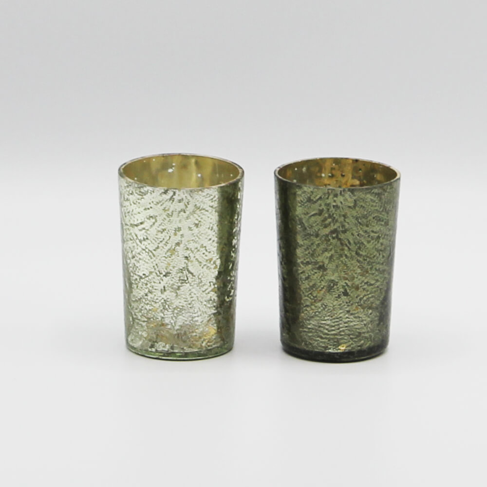 WB-matt-003 und WB-glänzend-004 Teelichtglas Bauernsilber in matt & Glänzend hellgrün