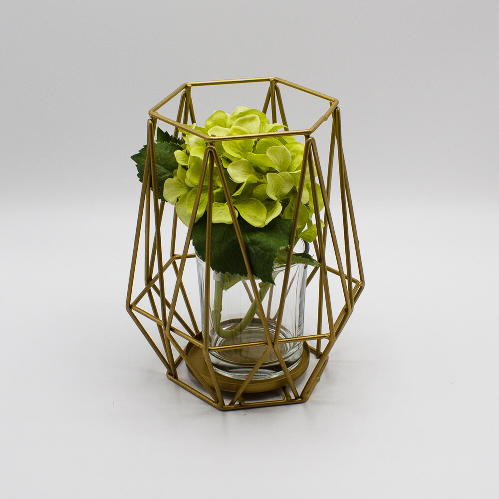 GEO-001 Windlicht geometrisch in gold