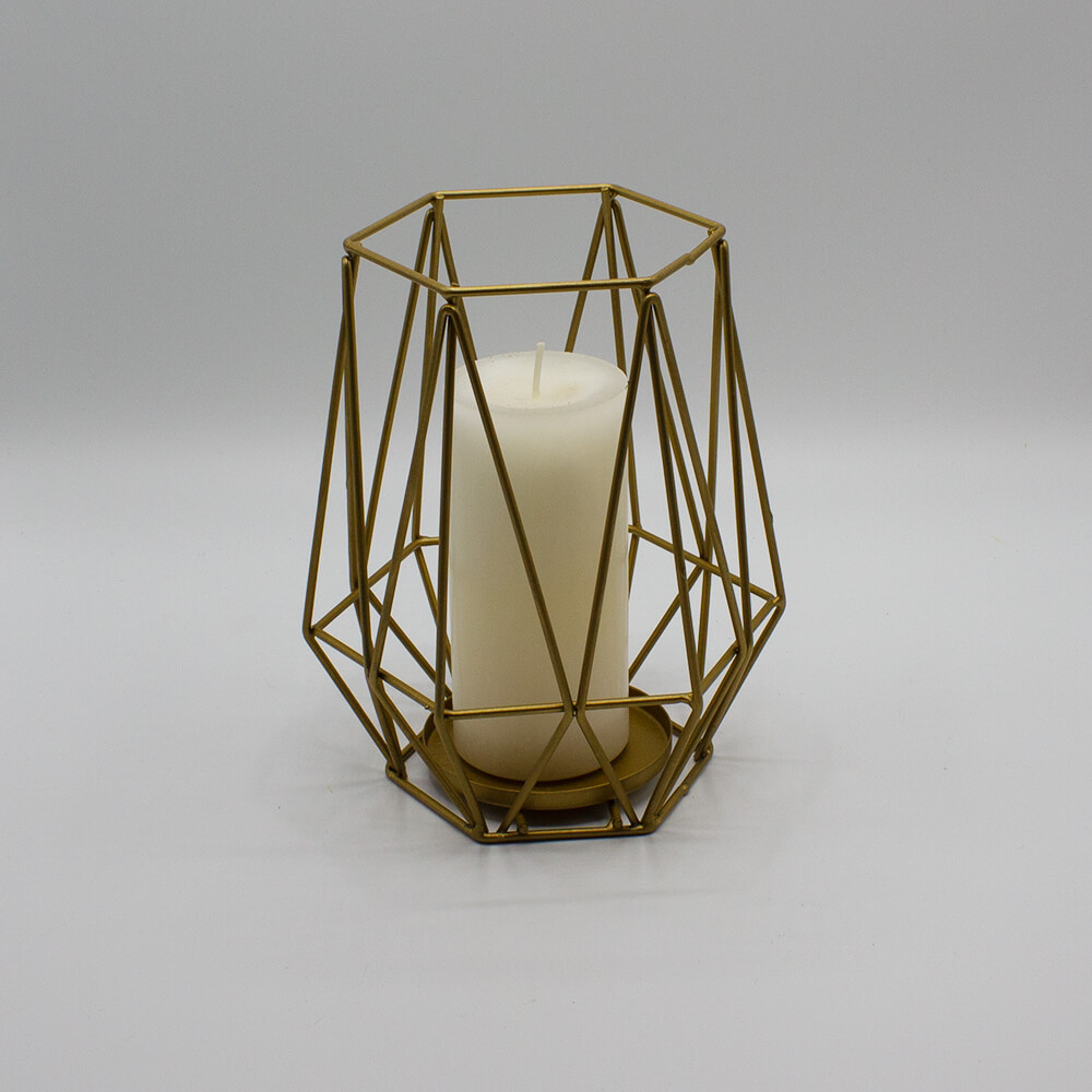 GEO-001 Windlicht geometrisch in gold