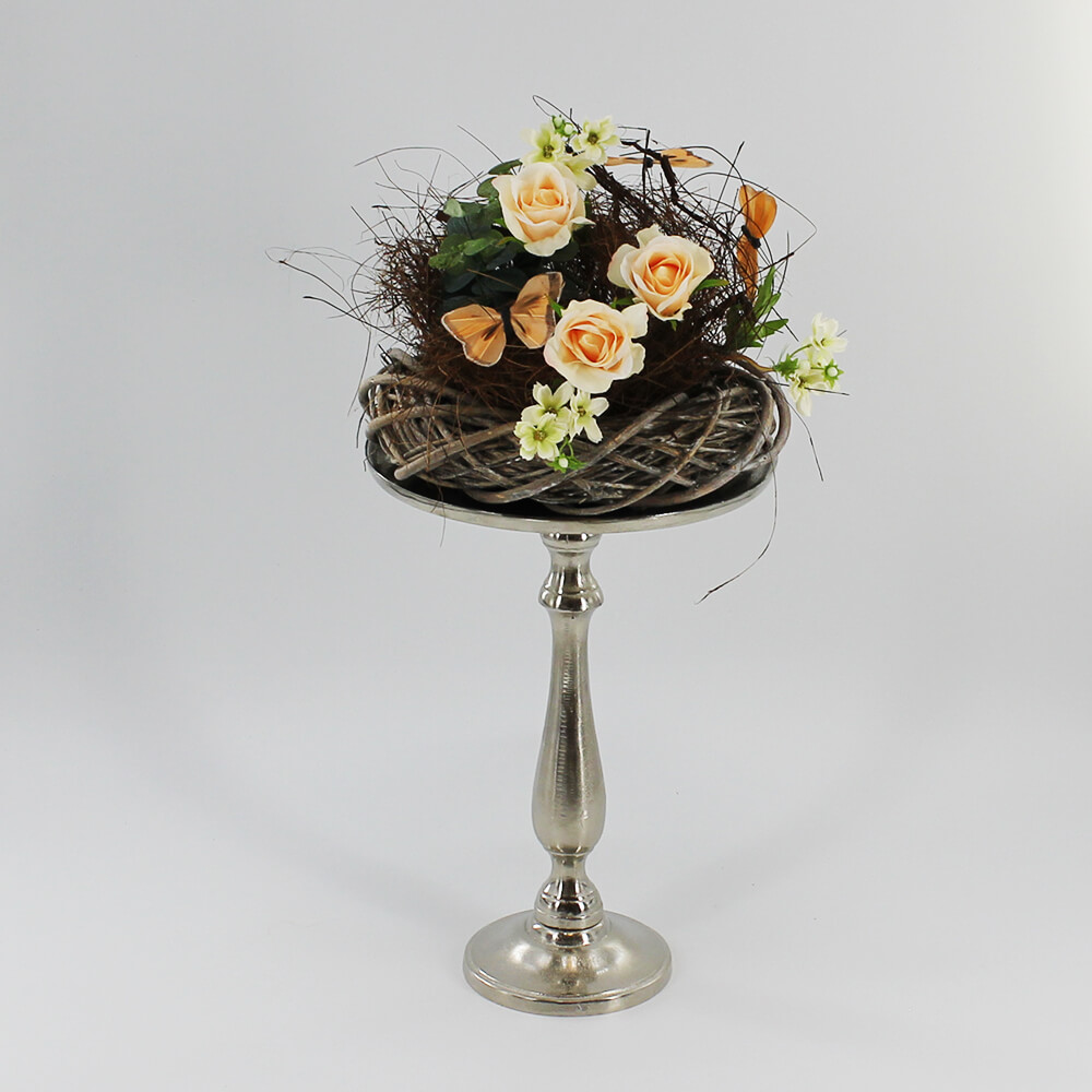 MS-F-001 Metallteller Alu silber auf Fuß