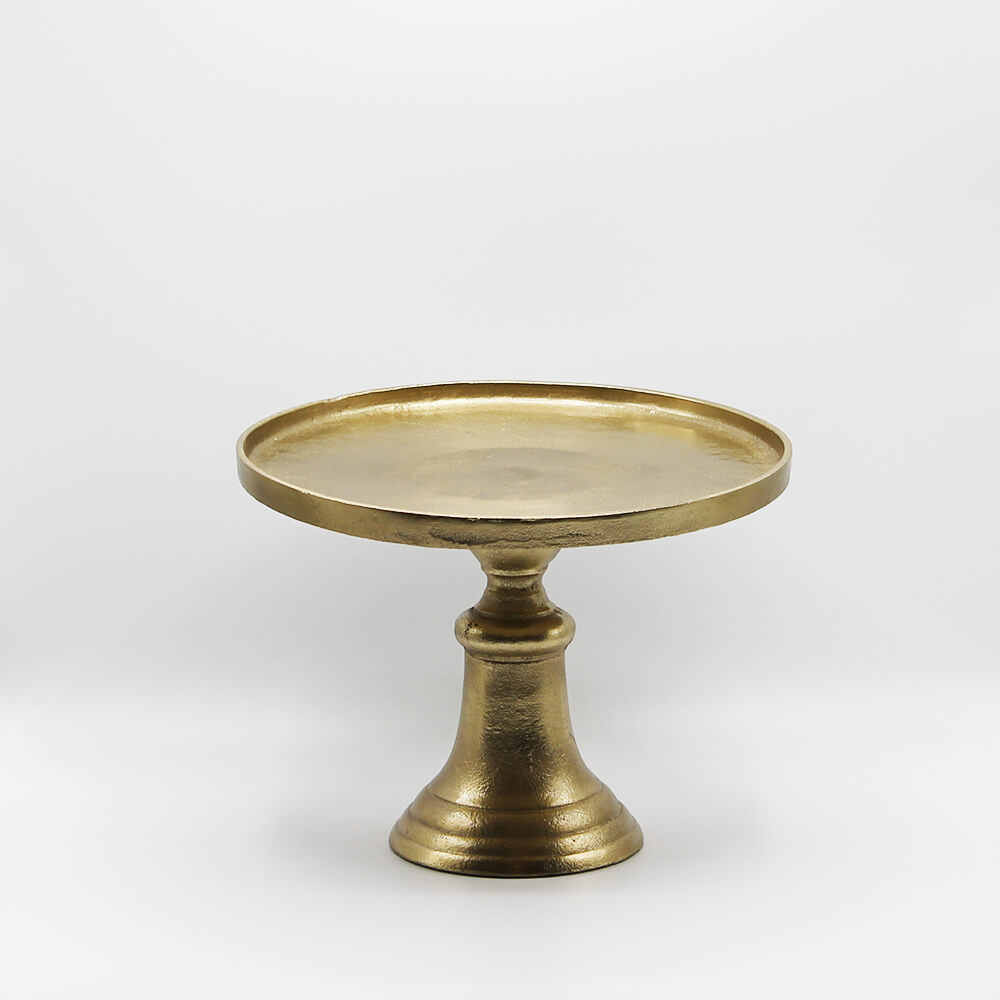 MT-F-003 Metallteller Alu - Nickel auf Fuß gold