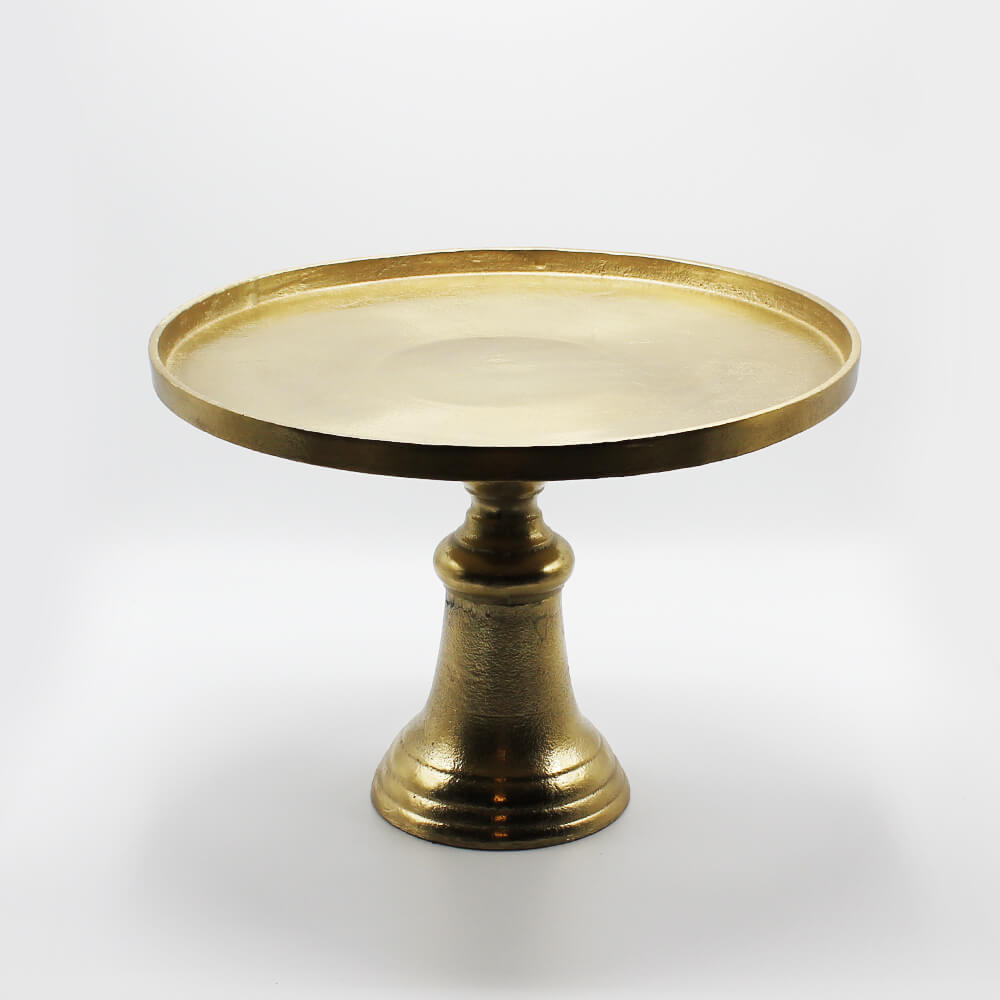 MT-F-004 Metallteller Alu - Nickel auf Fuß gold