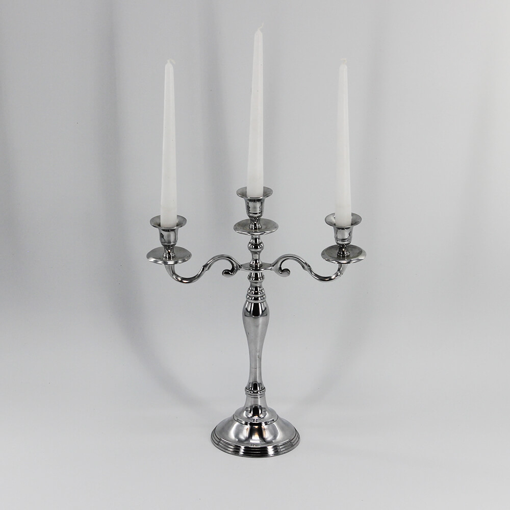 KS-S-002 Kerzenständer silber für Stabkerzen