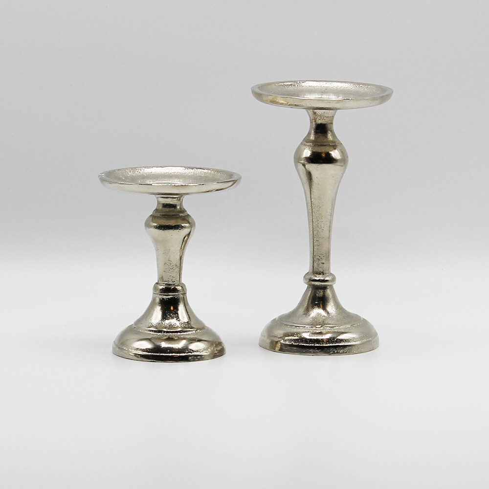 KS-A-001 und KS-A-002 Kerzenständer "Flori" silber alu