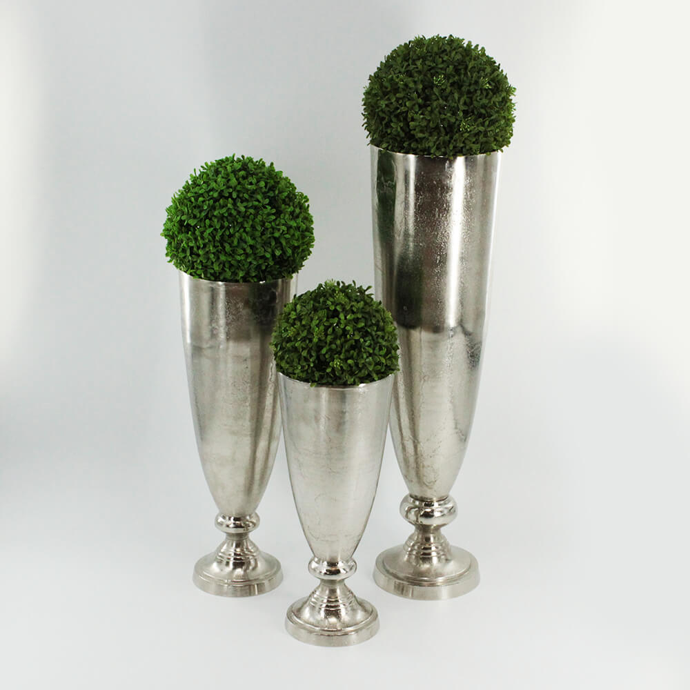 MTP-001, MTP-002 und MTP-003 Metallvase silber - Pokal auf Fuß
