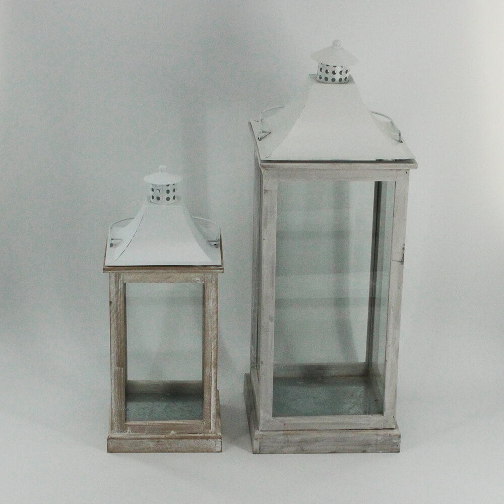 HL-V-001 und HL-V-002 Holzlaternen in Vintage Optik weiß