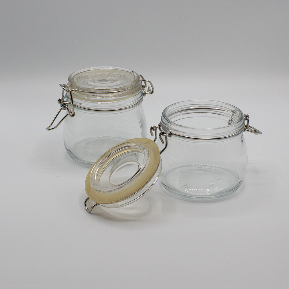 Bonboniere Glas, klein mit Bügelverschuss