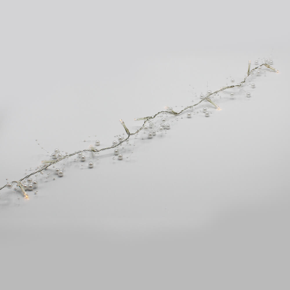 LKT-001 Perlen-Lichterkette weiß mit 18 Lichter