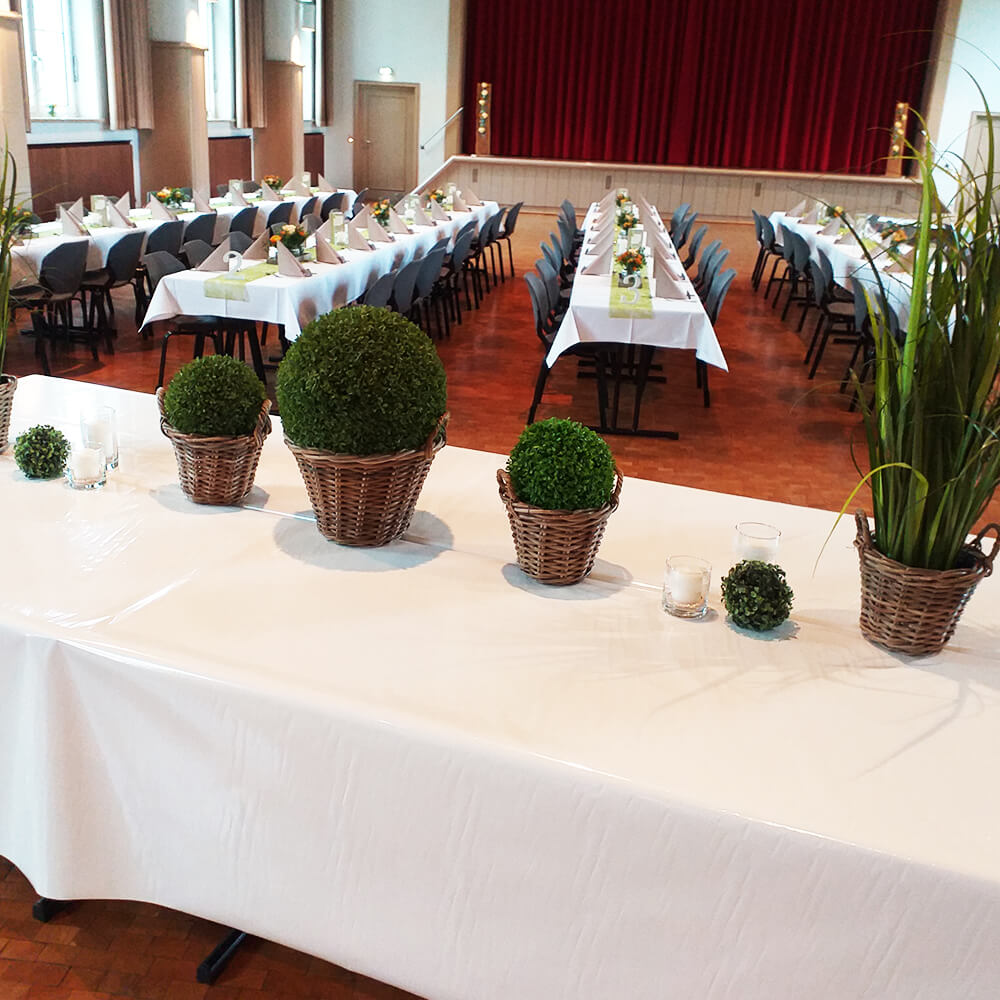 GRB-001 Dekoratives mit Grasbusch und Buchskugeln