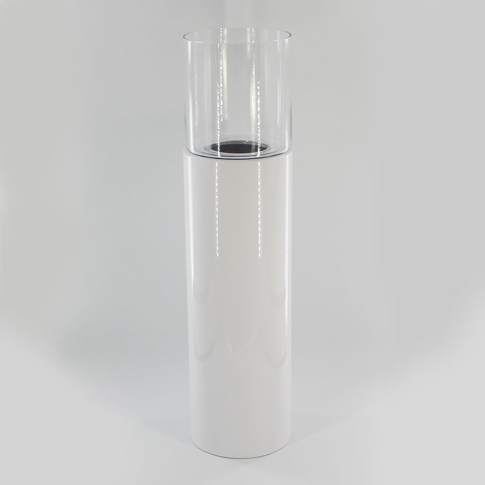 MTS-001 Metallsäule weiß mit Glaseinsatz